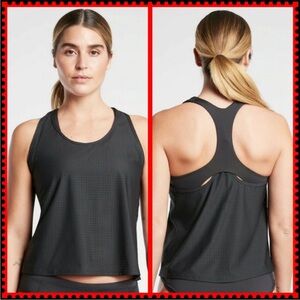 Athleta 'Cross Train Tankini' Perforated Swim Top in Black Size Small